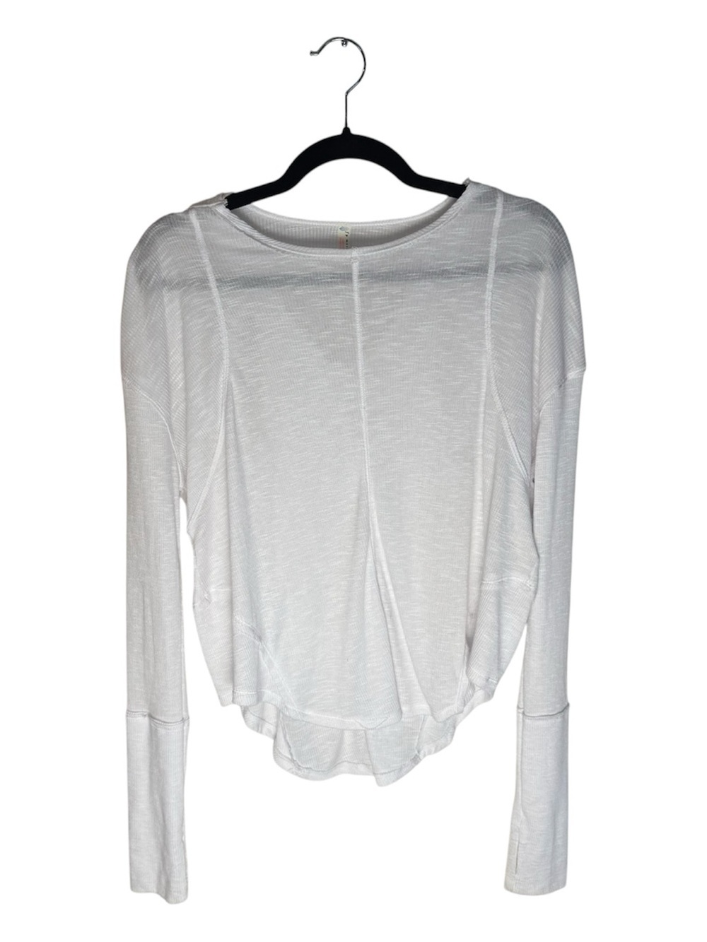 Free People White Ribbed Long-Sleeve Lightweight Pullover Top Size XS - Layering